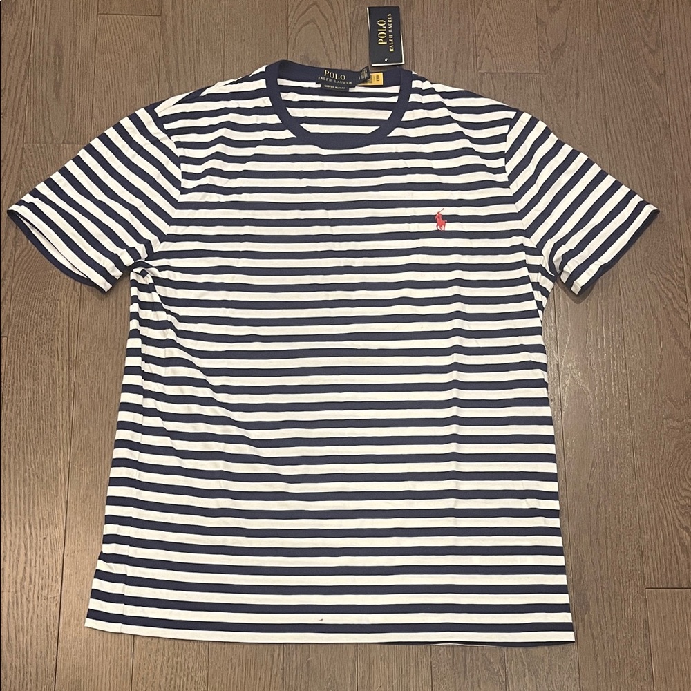 Polo by Ralph Lauren Men's Striped Tee in Navy and White